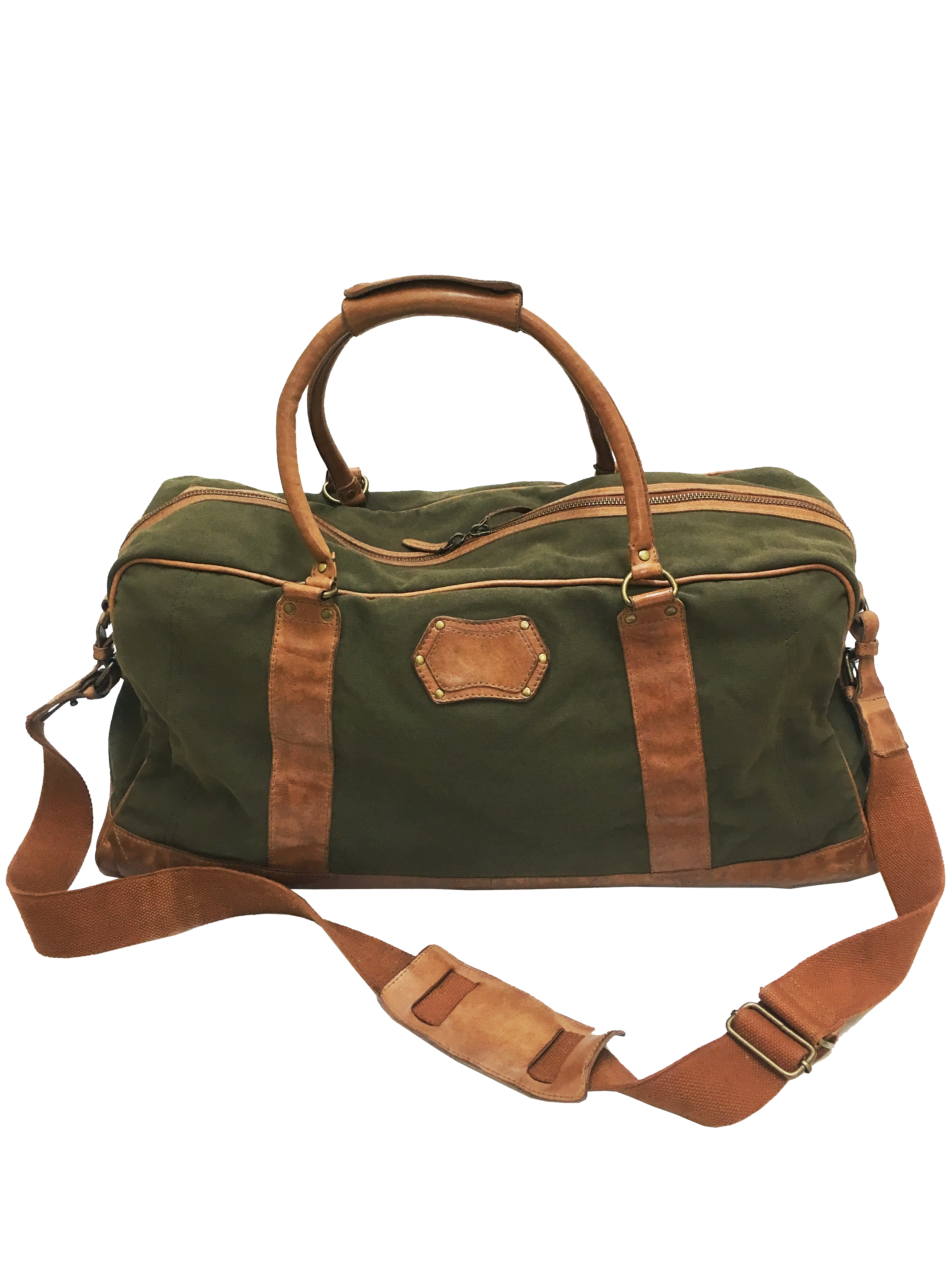 weekender, duffelbag, travel bag in waxed canvas and leather