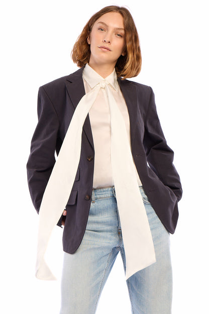 Nikea Pure Silk Satin Tie Neck Blouse 312