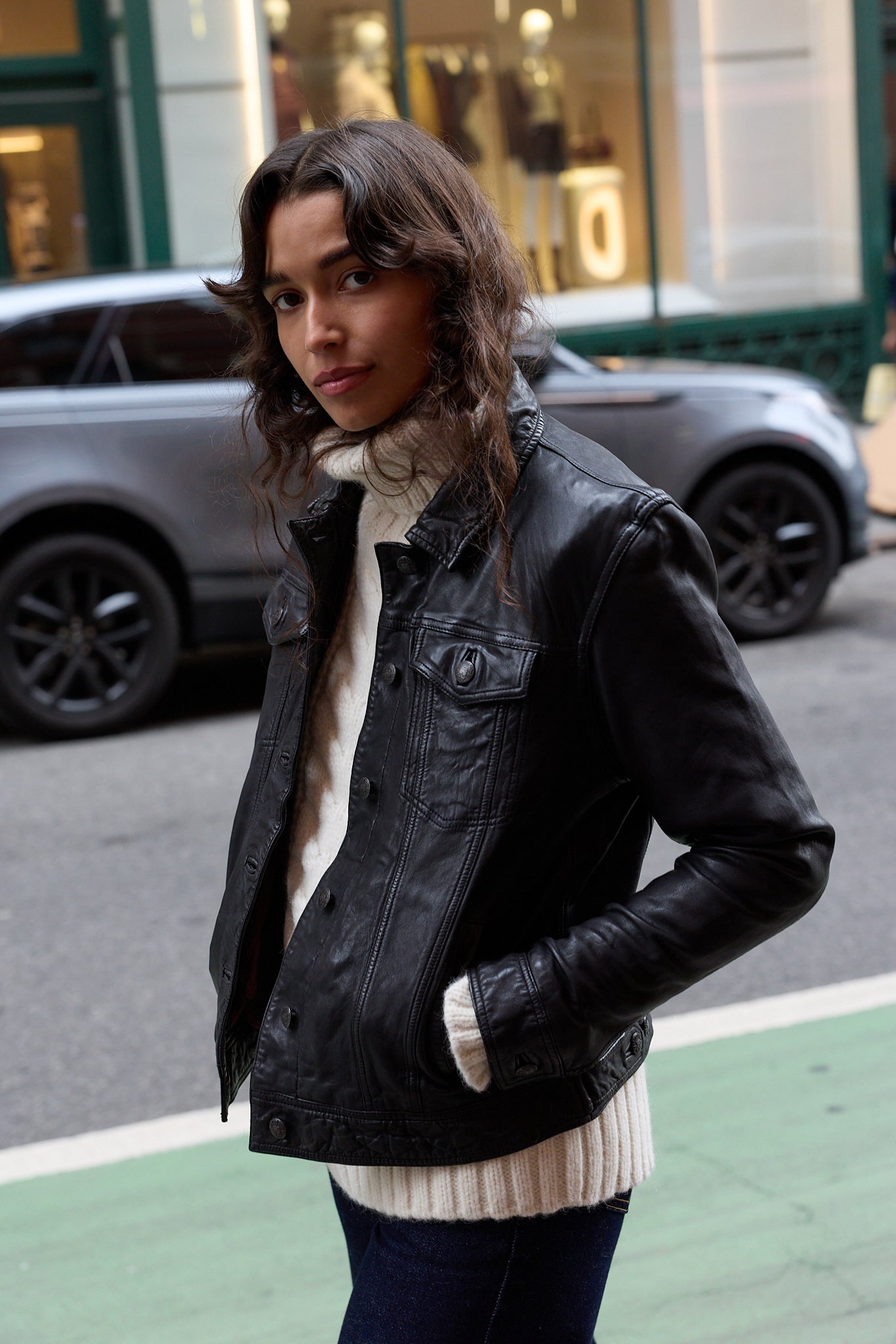 Luna Denim Style Leather Jacket 402