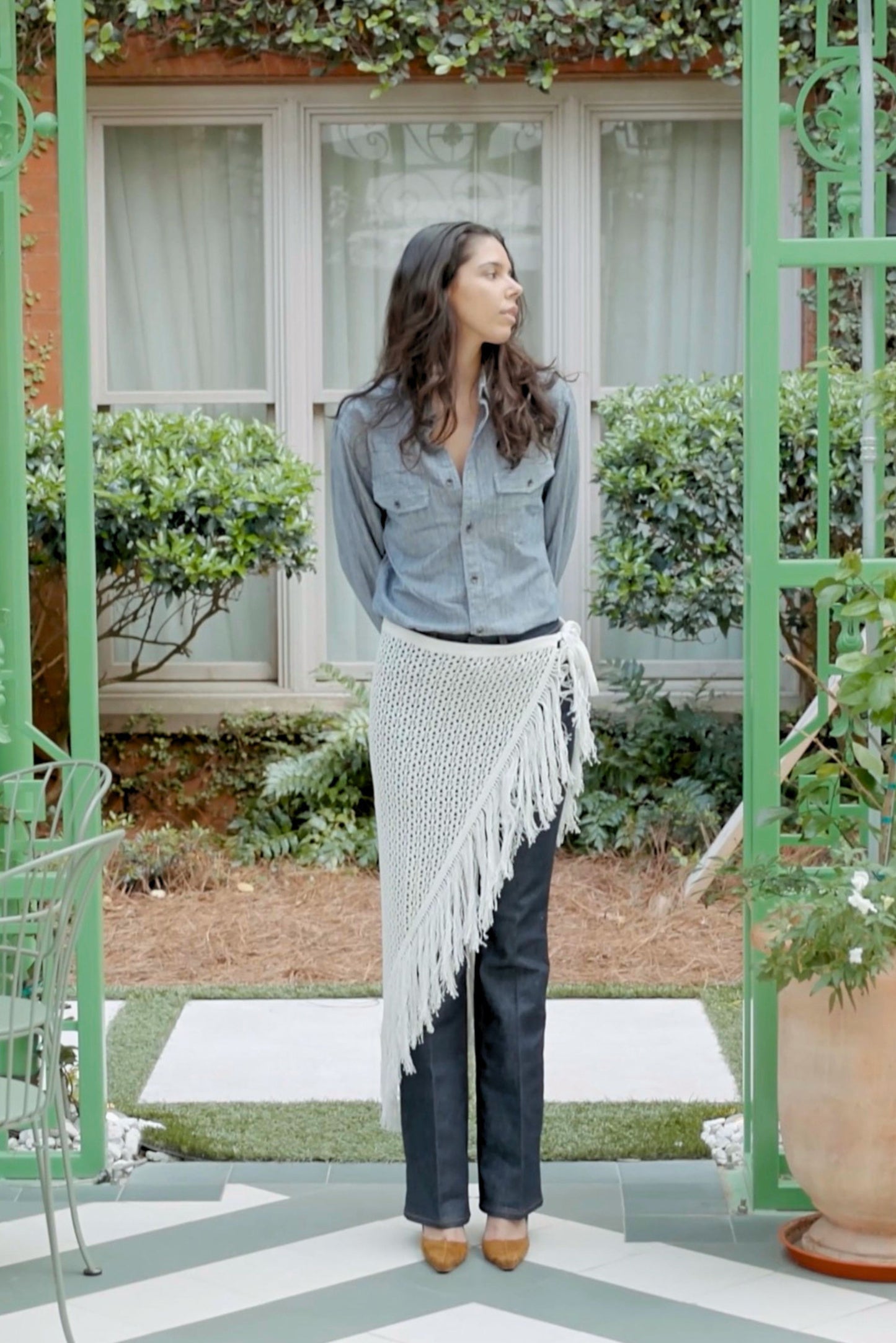 Unna Long Asymmetric Crochet Wrap Skirt 504