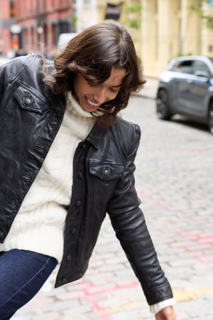 Luna Denim Style Leather Jacket 402