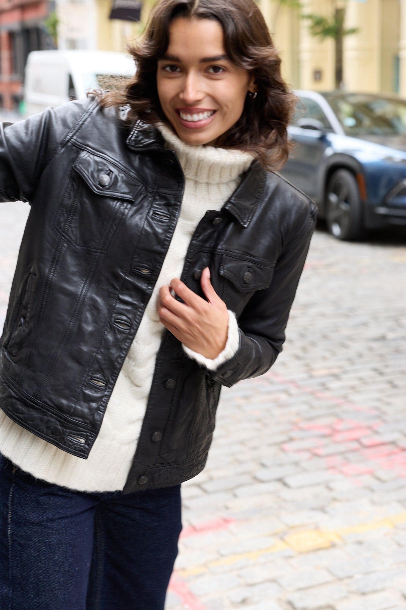 Luna Denim Style Leather Jacket 402