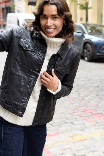 Luna Denim Style Leather Jacket 402