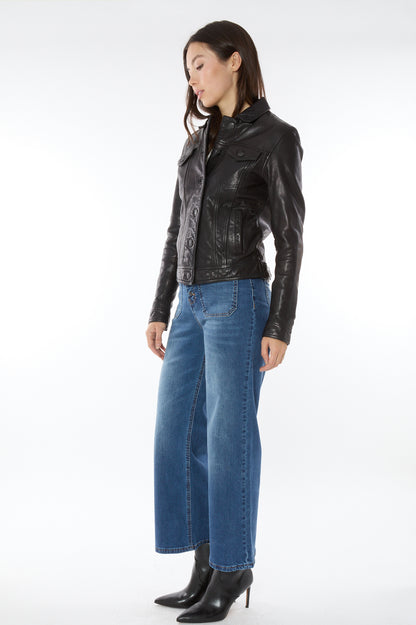 402 Luna Denim Style Leather Jacket