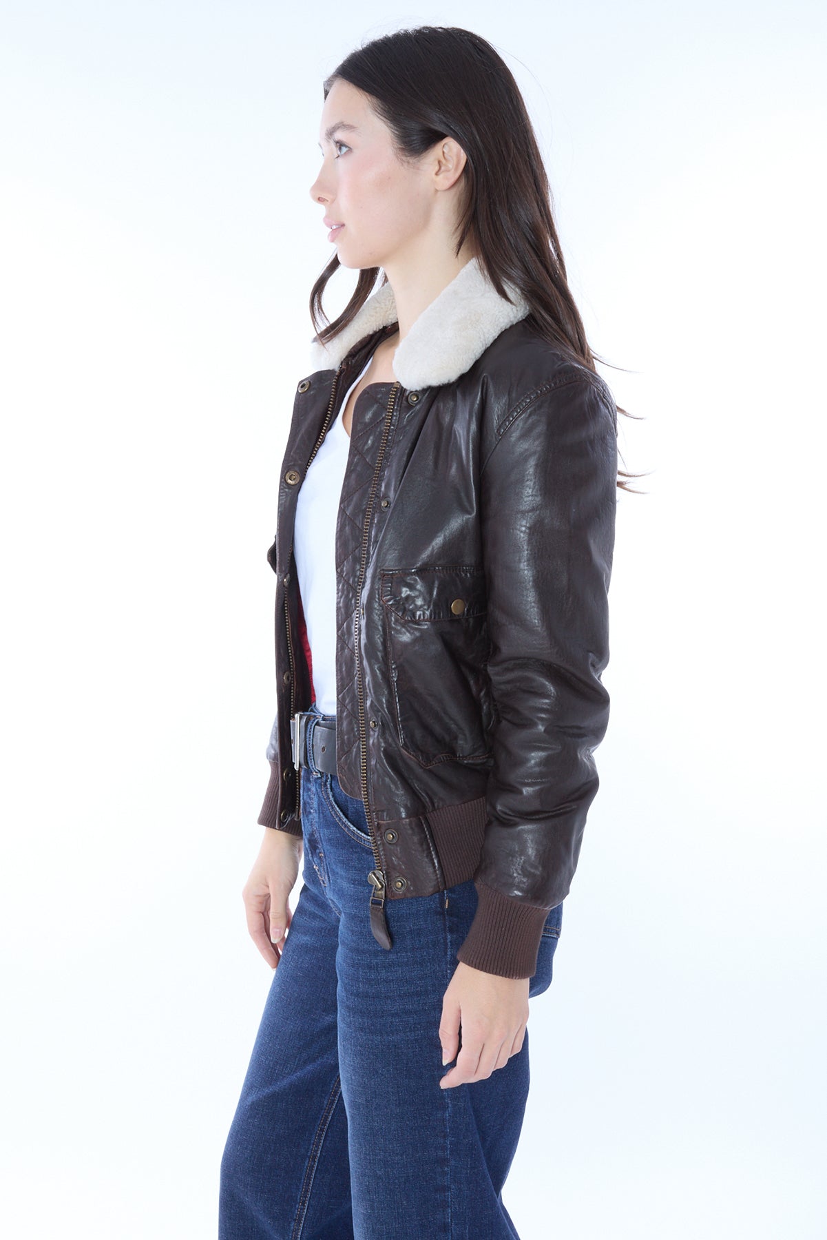 403 Phoebe Removable Collar Bomber Jacket