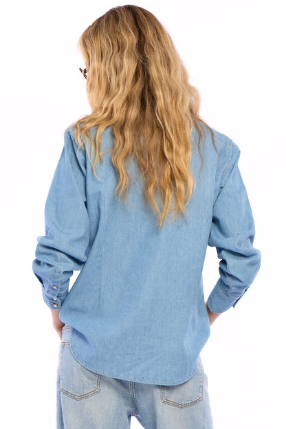 Ennia Denim Chambray Faded Light Washed Shirt 309