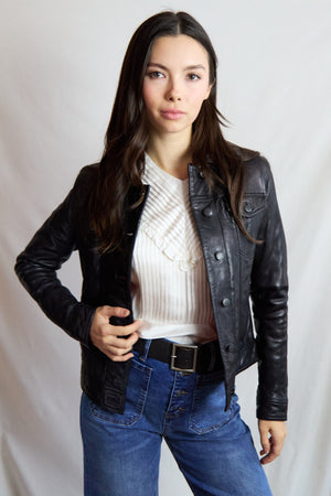 402 Luna Denim Style Leather Jacket