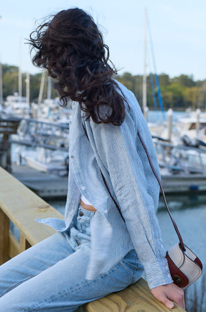 Pia Linen Chambray Blue Stripe Shirt 308