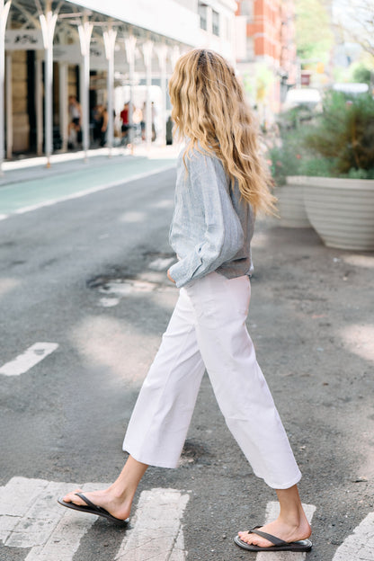 Pia Linen Chambray Blue Stripe Shirt 308
