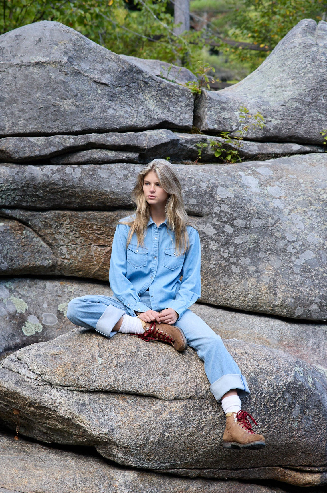 Ennia Denim Chambray Faded Light Washed Shirt 309