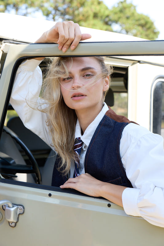 Men's Style Wyatt Denim Suede Vest 4183