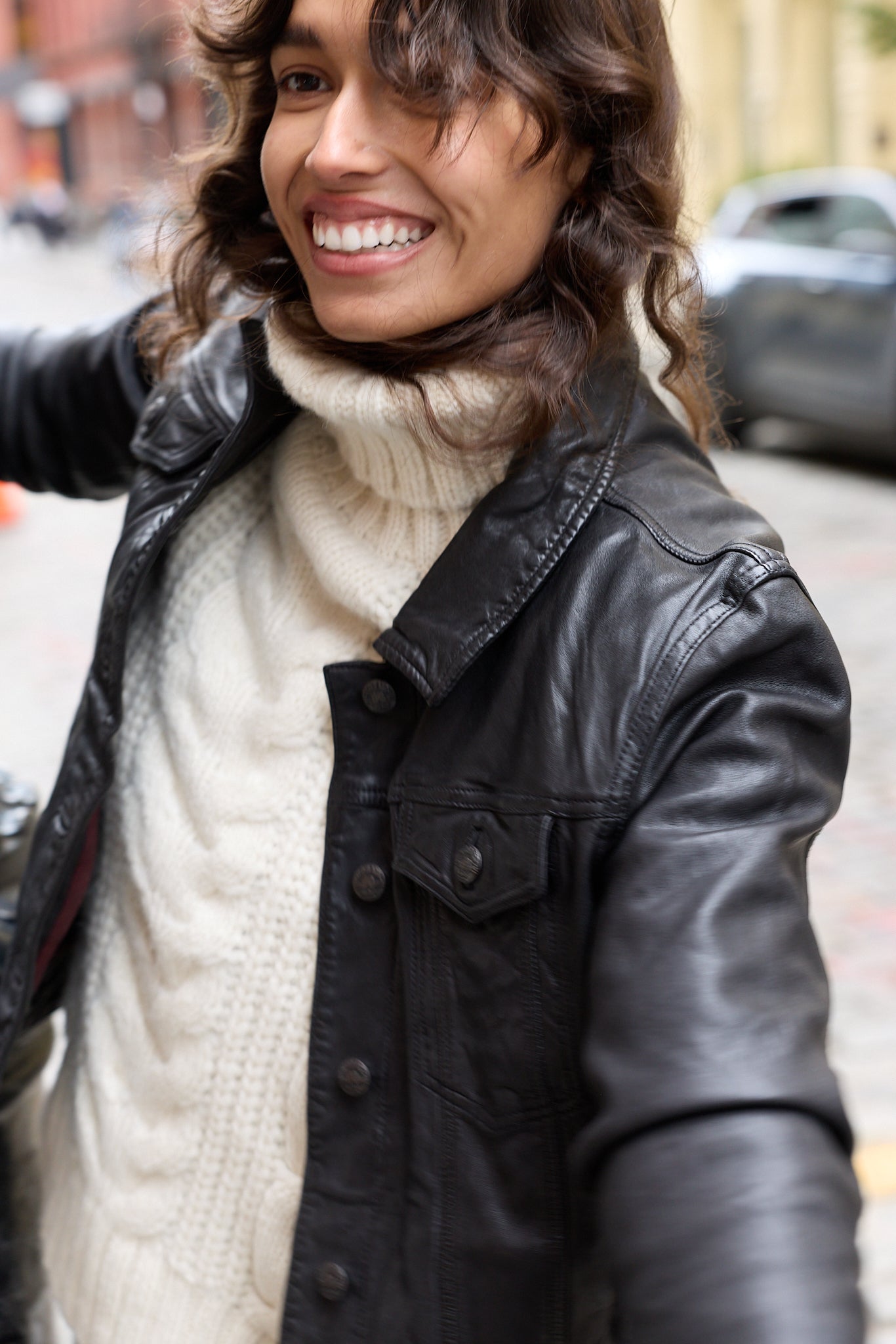 Luna Denim Style Leather Jacket 402