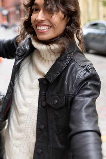 Luna Denim Style Leather Jacket 402