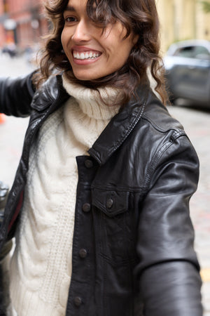 Luna Denim Style Leather Jacket 402