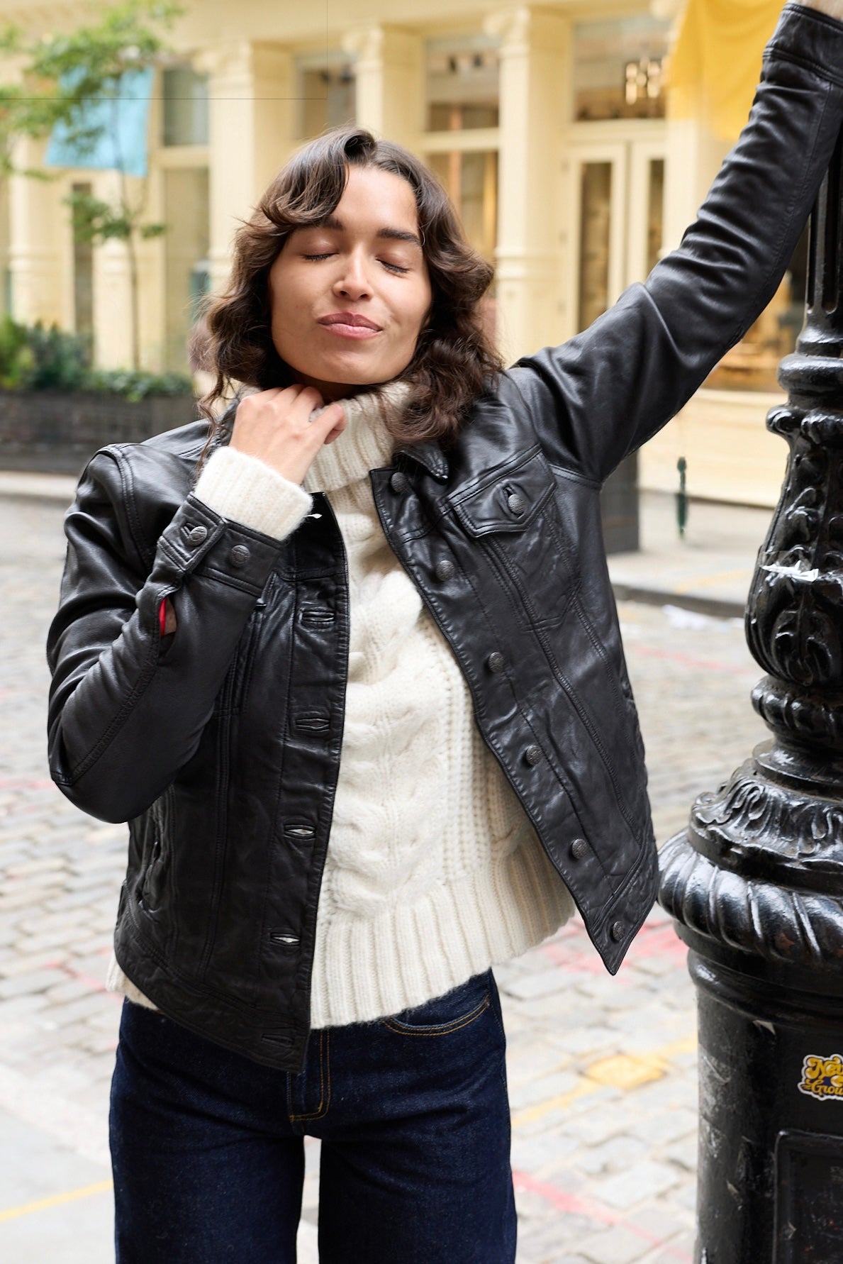 Luna Denim Style Leather Jacket 402