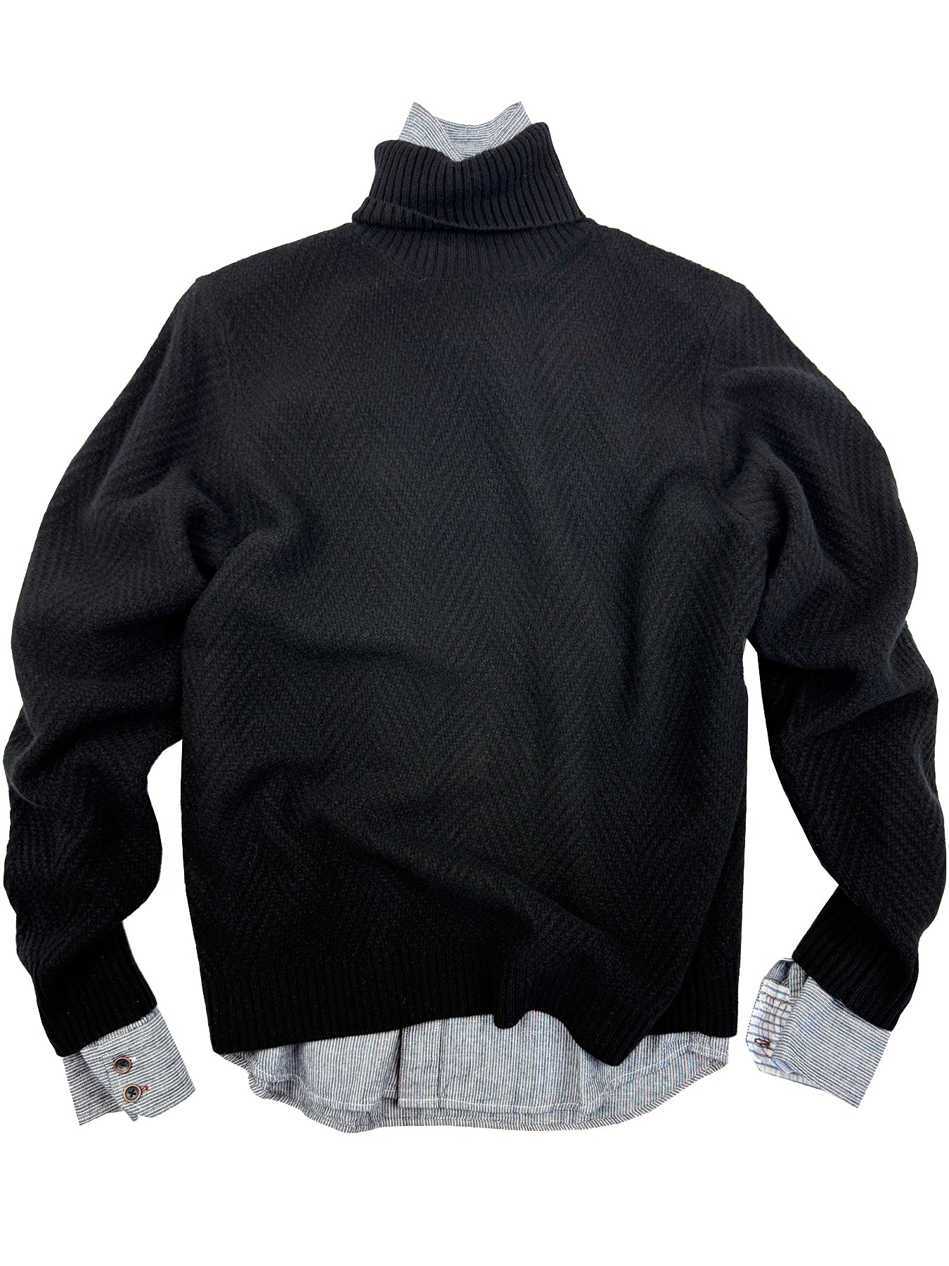 Jude 7GG Cashmere Herringbone Turtleneck 6284