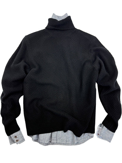 Jude 7GG Cashmere Herringbone Turtleneck 6284