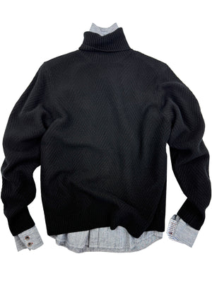 Jude 7GG Cashmere Herringbone Turtleneck 6284