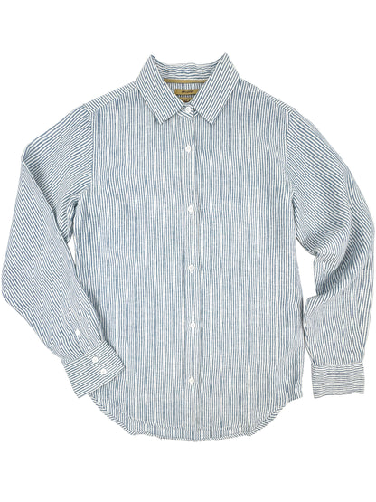 Pia Linen Chambray Blue Stripe Shirt 308