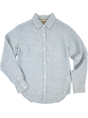 Pia Linen Chambray Blue Stripe Shirt 308