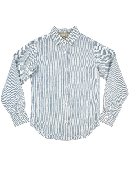 Pia Linen Chambray Blue Stripe Shirt 308
