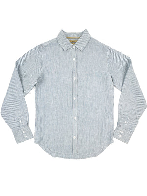 Pia Linen Chambray Blue Stripe Shirt 308