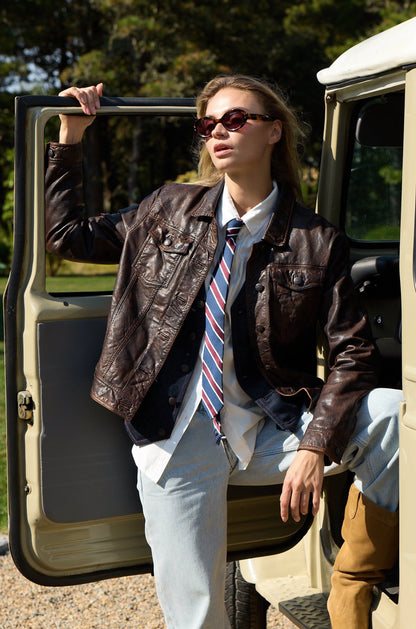 Luna Denim Style Leather Jacket 402