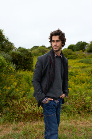 Sage Wool Pinstripe Blazer 4210