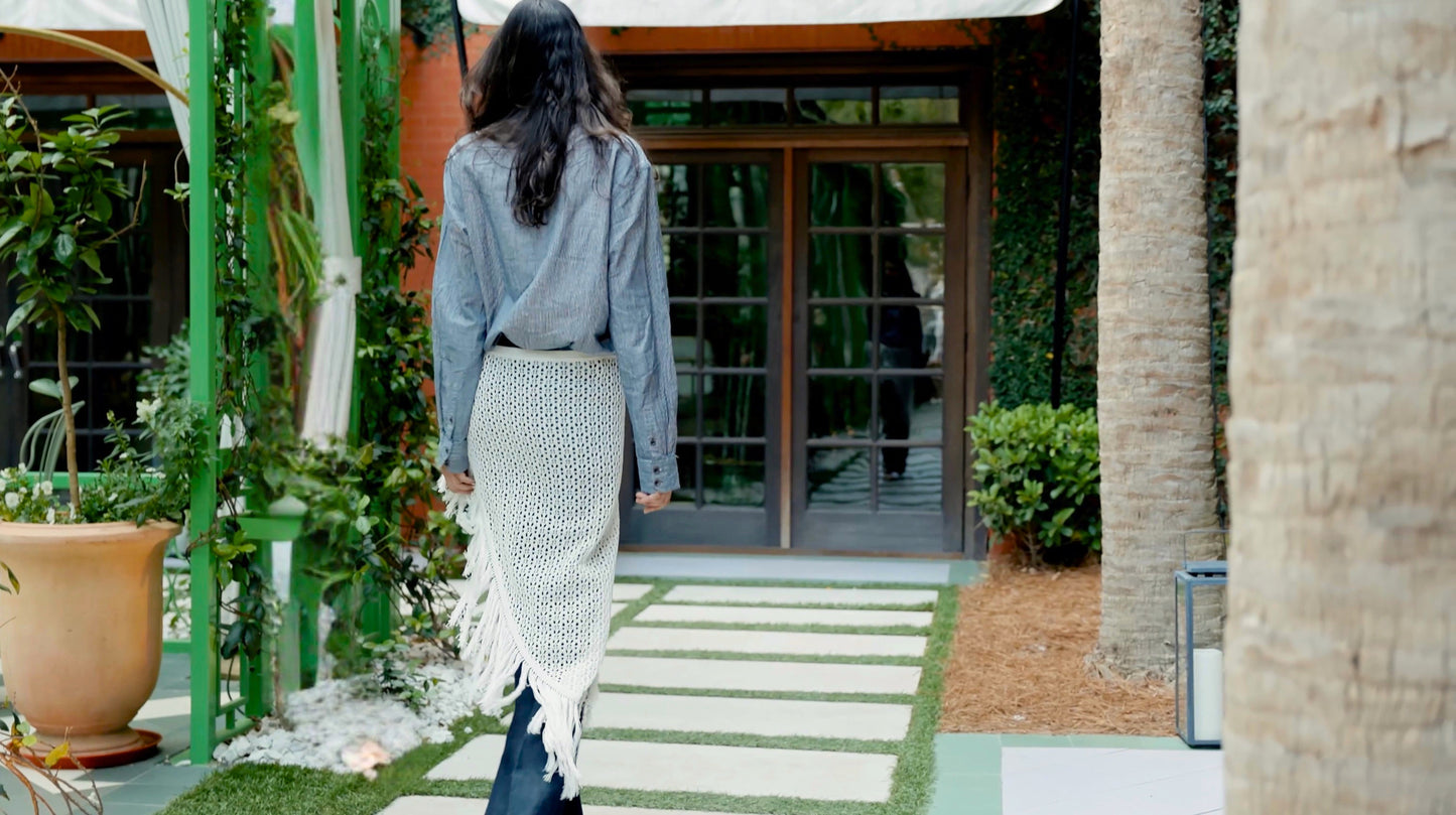 Unna Long Asymmetric Crochet Wrap Skirt 504