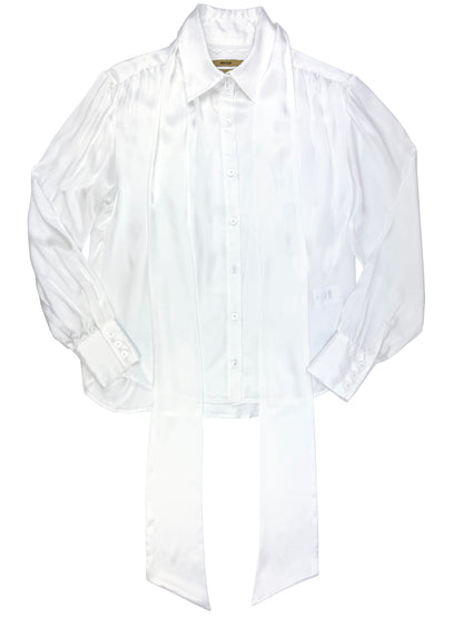 Nikea Pure Silk Satin Tie Neck Blouse 312