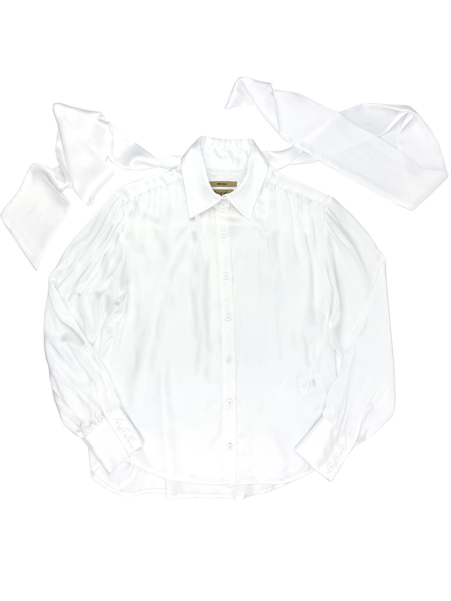 Nikea Pure Silk Satin Tie Neck Blouse 312