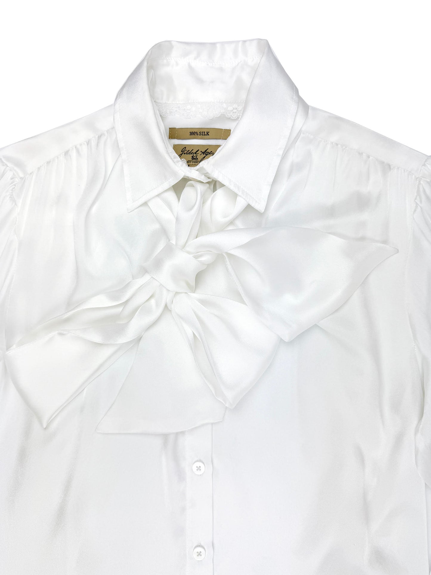 Nikea Pure Silk Satin Tie Neck Blouse 312